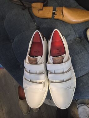 Berluti Men’s White Leather Triple-Velcro Sneakers